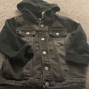 Baby Black Denim Jacket with Hood